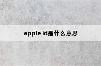 apple id是什么意思